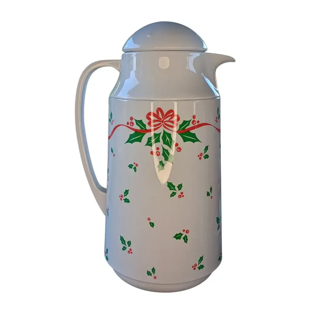 VTG 1992 Corelle Compatibles Winter Holly 1 Quart Thermal Server Coffee Carafe